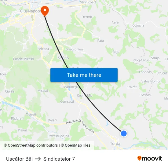 Uscător Băi to Sindicatelor 7 map