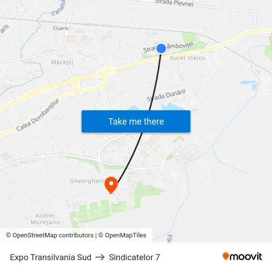 Expo Transilvania Sud to Sindicatelor 7 map