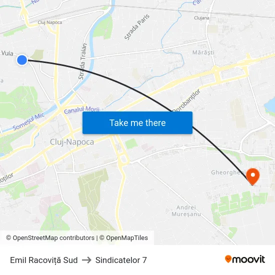 Emil Racoviță Sud to Sindicatelor 7 map