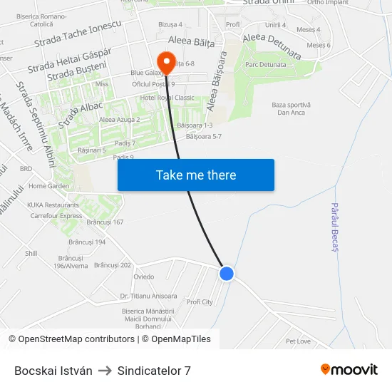 Bocskai István to Sindicatelor 7 map