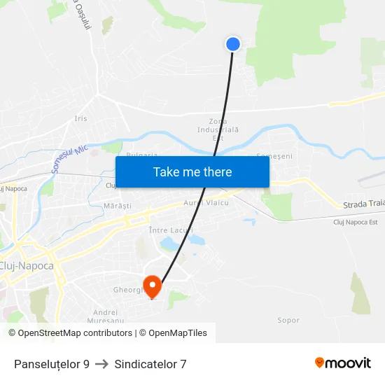 Panseluțelor 9 to Sindicatelor 7 map