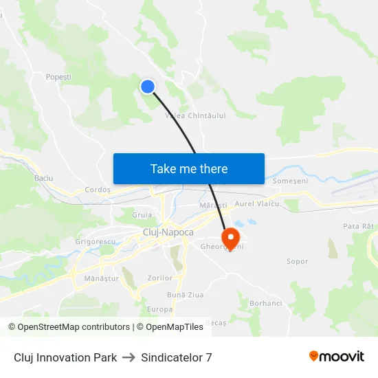 Cluj Innovation Park to Sindicatelor 7 map