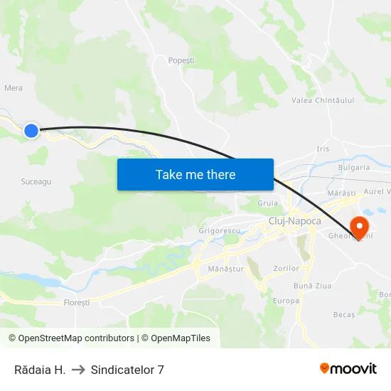 Rădaia H. to Sindicatelor 7 map