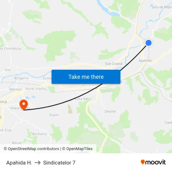 Apahida H. to Sindicatelor 7 map
