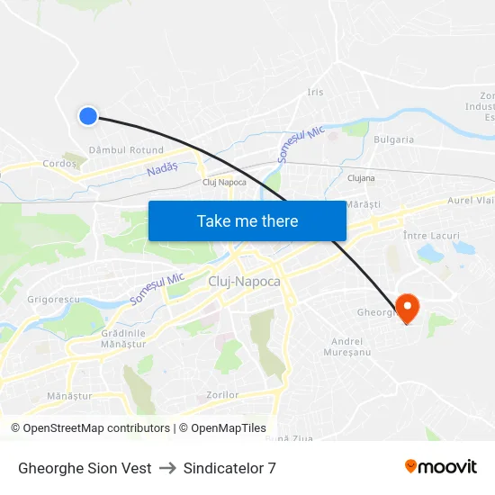 Gheorghe Sion Vest to Sindicatelor 7 map