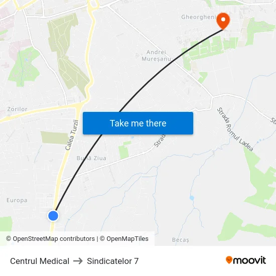 Centrul Medical to Sindicatelor 7 map