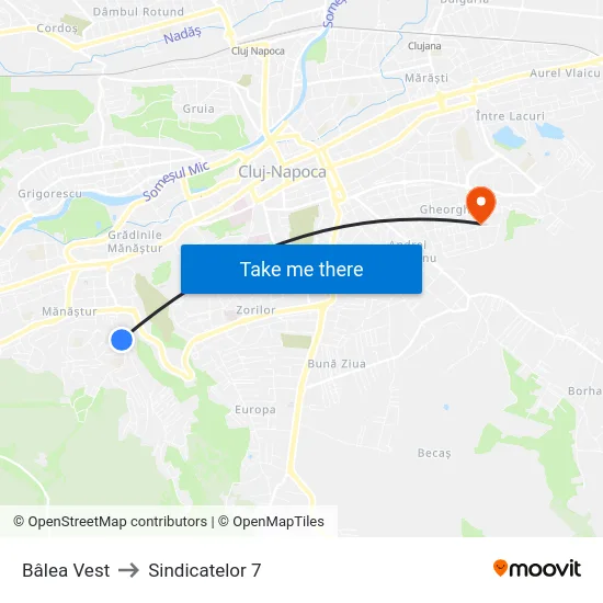Bâlea Vest to Sindicatelor 7 map
