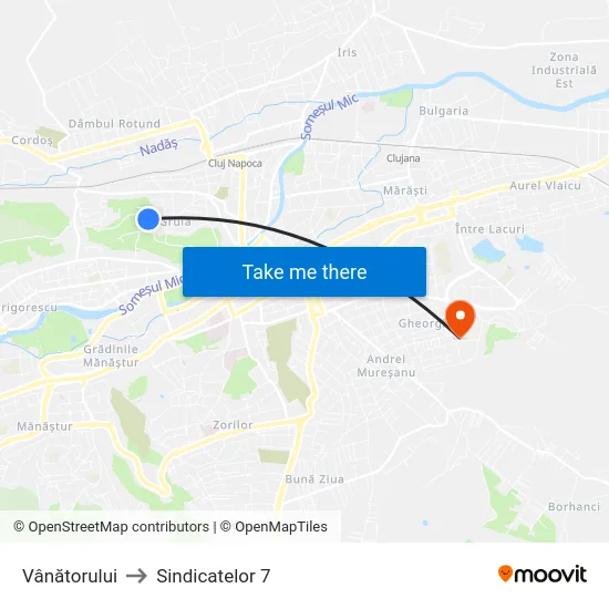 Vânătorului to Sindicatelor 7 map