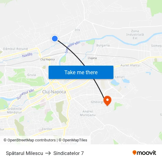 Spătarul Milescu to Sindicatelor 7 map