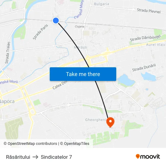 Răsăritului to Sindicatelor 7 map