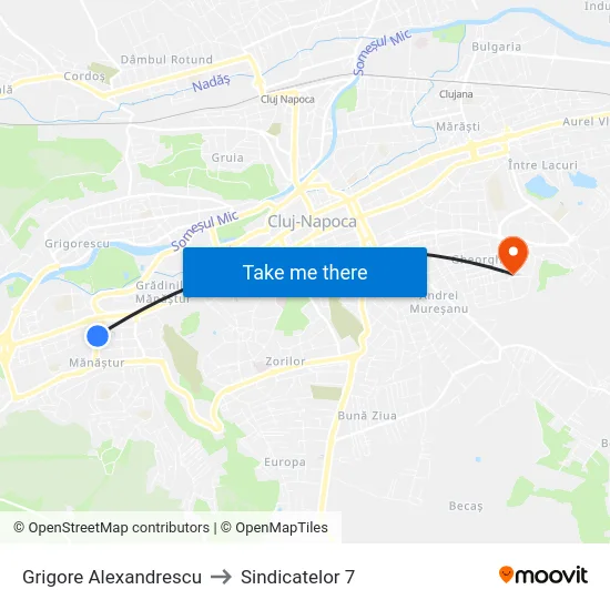 Grigore Alexandrescu to Sindicatelor 7 map