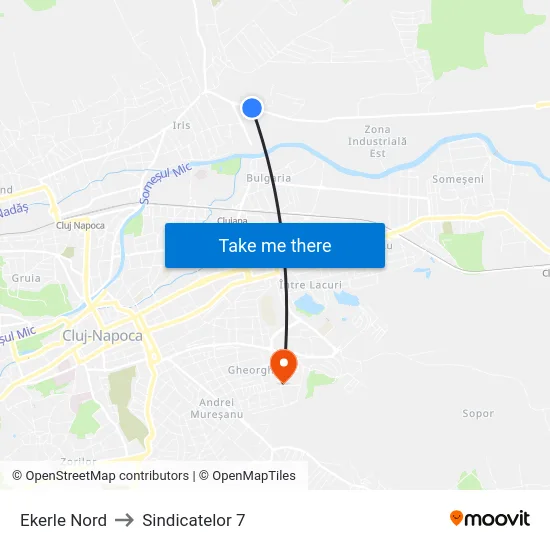 Ekerle Nord to Sindicatelor 7 map