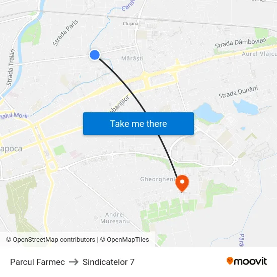 Parcul Farmec to Sindicatelor 7 map