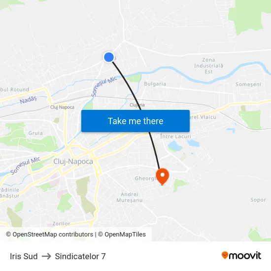 Iris Sud to Sindicatelor 7 map