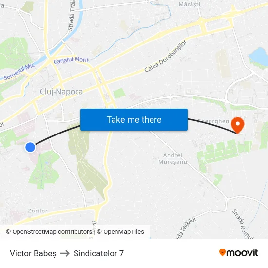 Victor Babeș to Sindicatelor 7 map