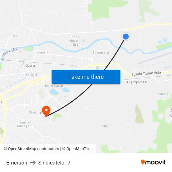 Emerson to Sindicatelor 7 map