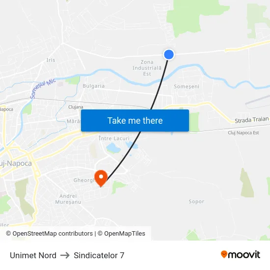Unimet Nord to Sindicatelor 7 map