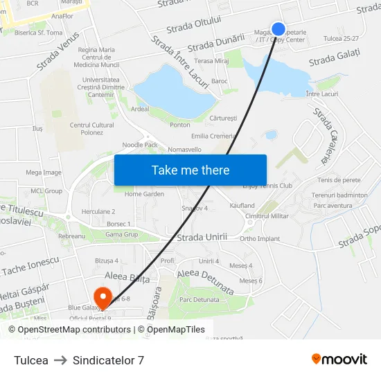 Tulcea to Sindicatelor 7 map