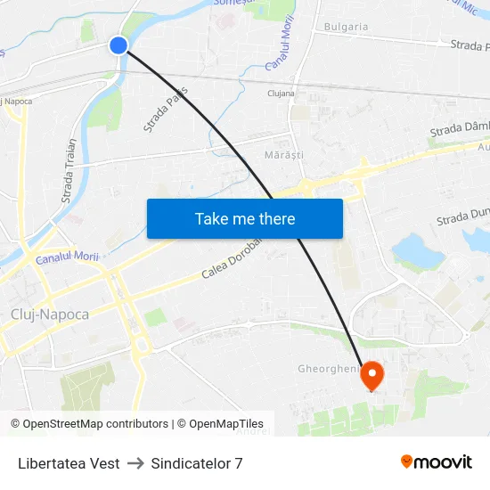 Libertatea Vest to Sindicatelor 7 map