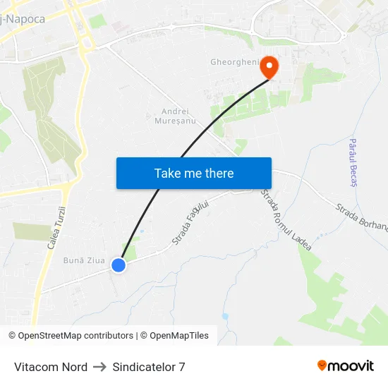 Vitacom Nord to Sindicatelor 7 map