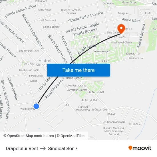 Drapelului Vest to Sindicatelor 7 map