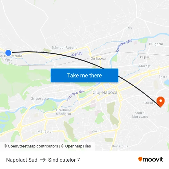 Napolact Sud to Sindicatelor 7 map