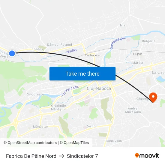 Fabrica De Pâine Nord to Sindicatelor 7 map