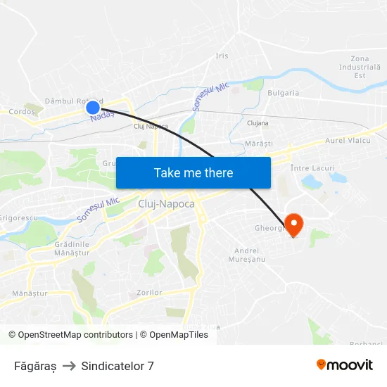 Făgăraș to Sindicatelor 7 map