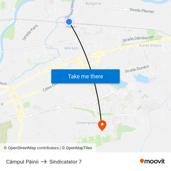 Câmpul Pâinii to Sindicatelor 7 map