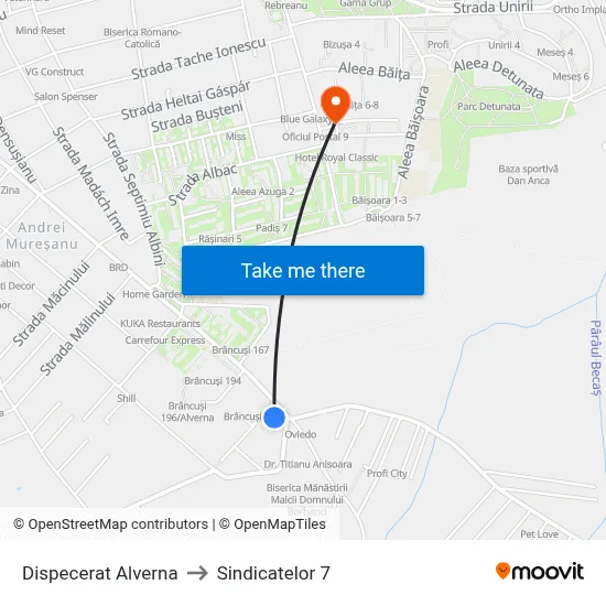 Dispecerat Alverna to Sindicatelor 7 map