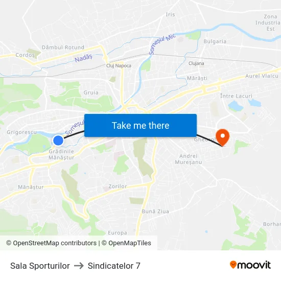 Sala Sporturilor to Sindicatelor 7 map