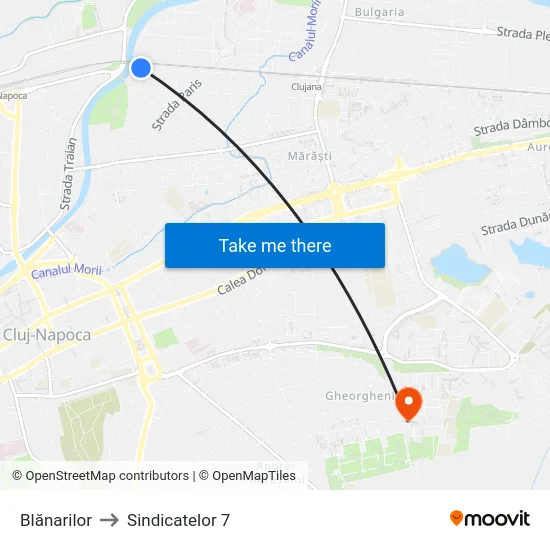 Blănarilor to Sindicatelor 7 map