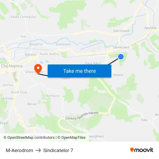 M-Aerodrom to Sindicatelor 7 map