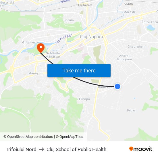 Trifoiului Nord to Cluj School of Public Health map