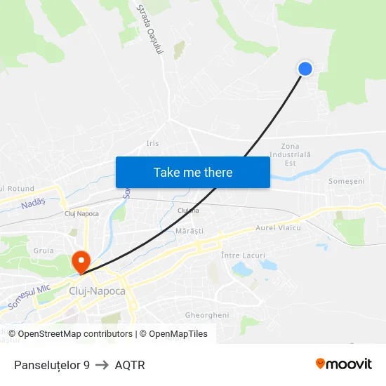 Panseluțelor 9 to AQTR map