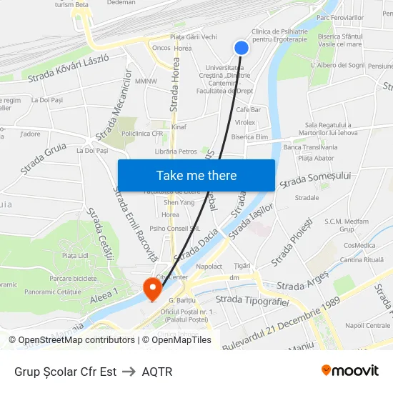 Grup Școlar Cfr Est to AQTR map