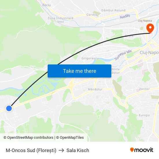 M-Oncos Sud (Florești) to Sala Kisch map