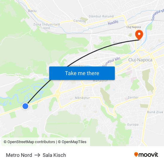 Metro Nord to Sala Kisch map