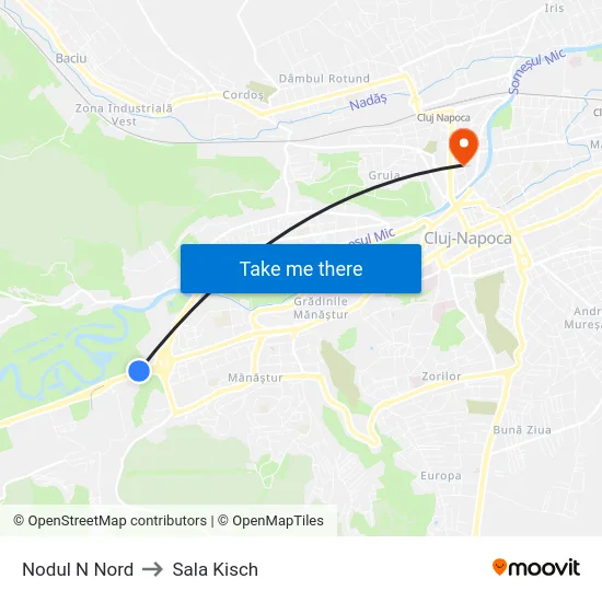 Nodul N Nord to Sala Kisch map