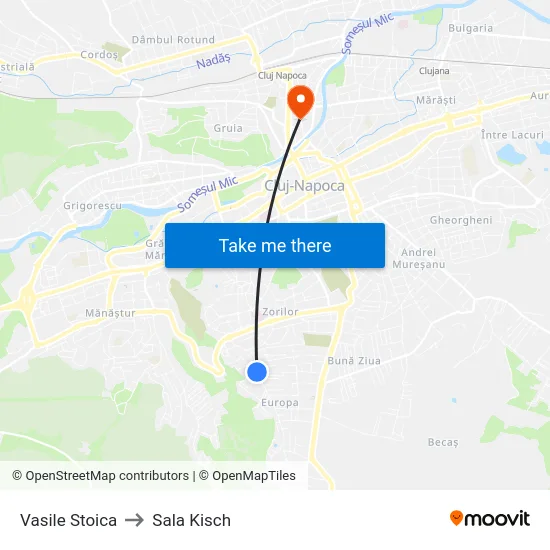 Vasile Stoica to Sala Kisch map
