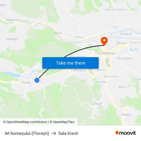 M-Someșului (Florești) to Sala Kisch map