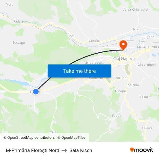 M-Primăria Florești Nord to Sala Kisch map