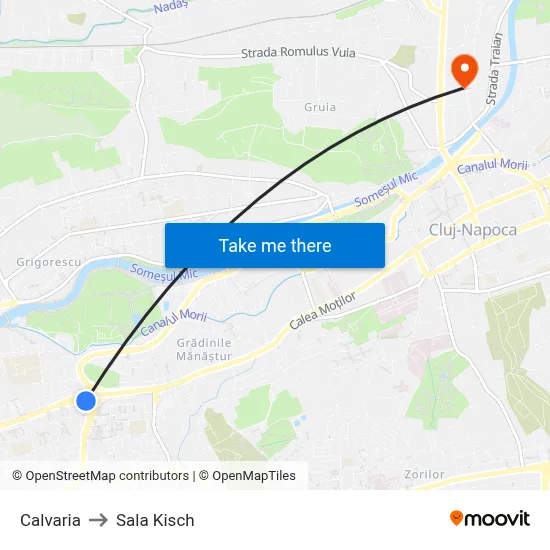 Calvaria to Sala Kisch map