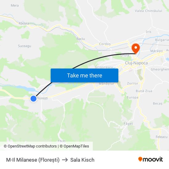 M-Il Milanese (Florești) to Sala Kisch map