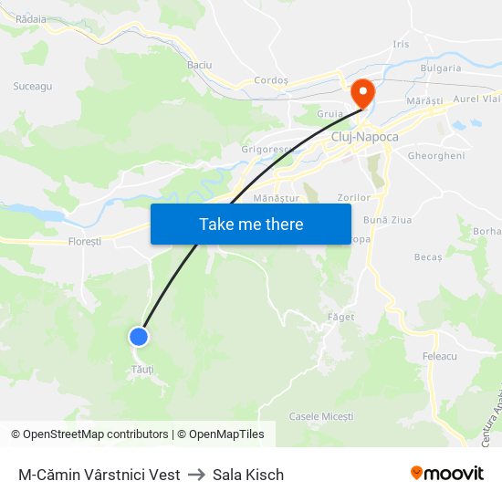 M-Cămin Vârstnici Vest to Sala Kisch map