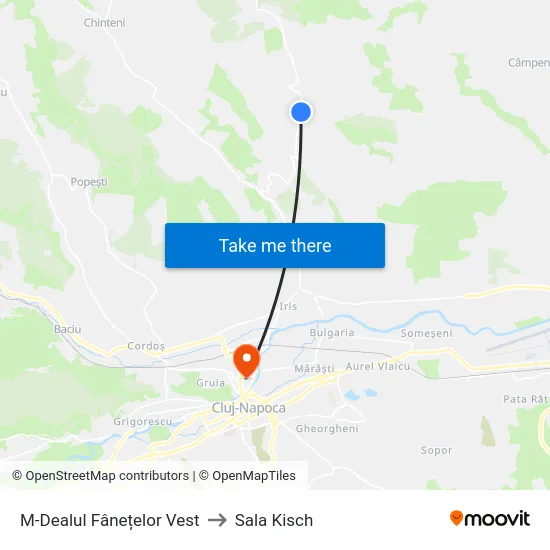 M-Dealul Fânețelor Vest to Sala Kisch map