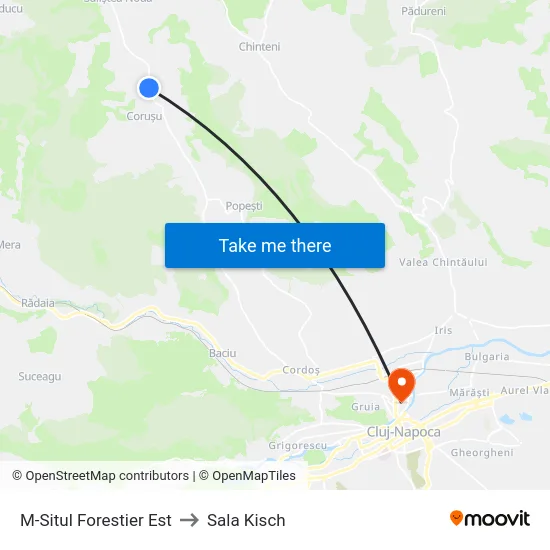 M-Situl Forestier Est to Sala Kisch map