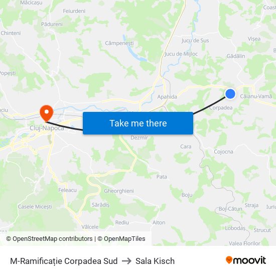 M-Ramificație Corpadea Sud to Sala Kisch map