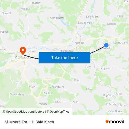 M-Moară Est to Sala Kisch map