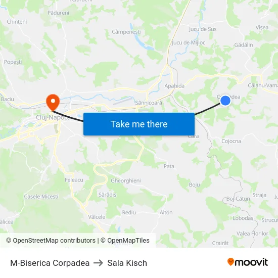 M-Biserica Corpadea to Sala Kisch map